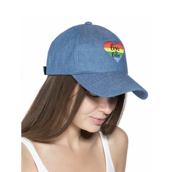 INC INTERNATIONAL Love is Love Baseball Hat BLUE DENIM A001208 - Picture 1 of 4